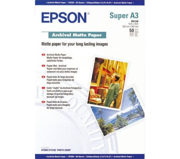 Epson matt archiváló fotópapír (A3+, 50 lap, 192g)
