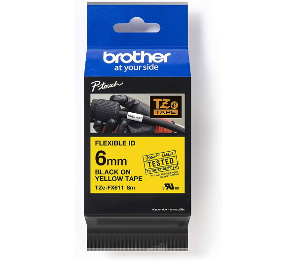 Brother TZe-FX611 6 mm széles 8m hosszú szalagkazetta