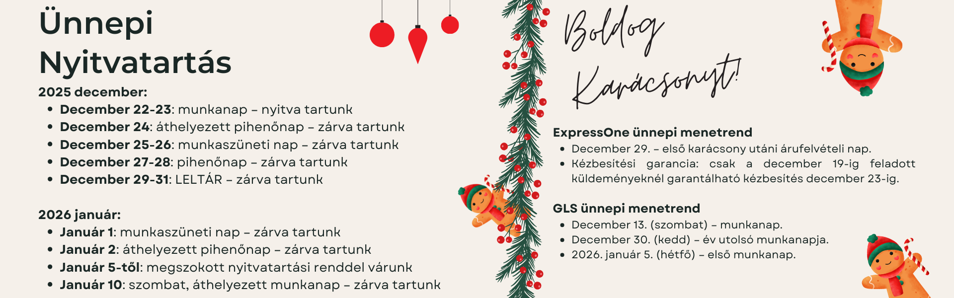 Ünnepi nyitvatartás 2025